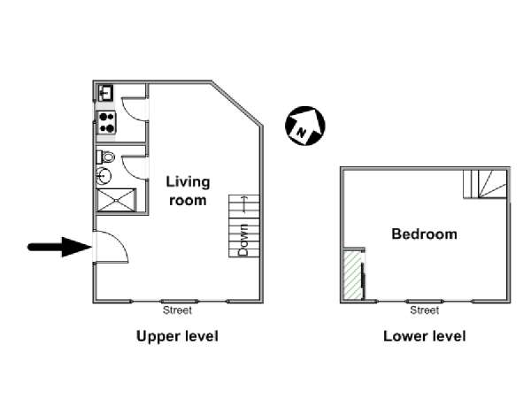 Paris 1 Bedroom - Duplex apartment - apartment layout  (PA-4428)