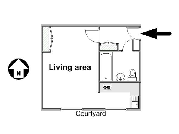 Parigi Monolocale appartamento - piantina approssimativa dell' appartamento  (PA-4436)