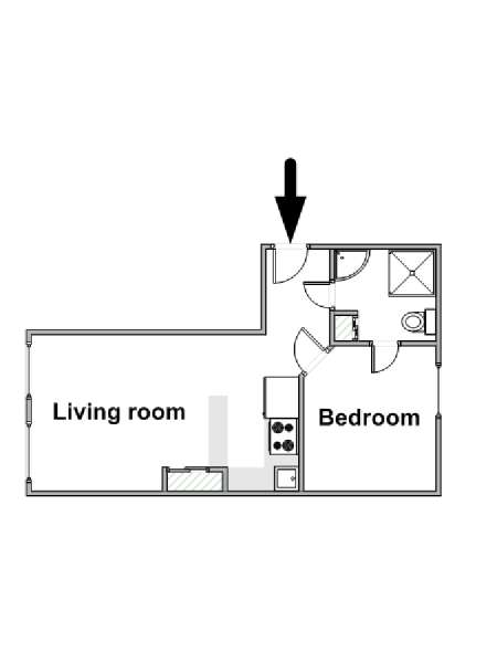 Paris 1 Bedroom apartment - apartment layout  (PA-4466)