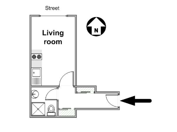 Paris Studio T1 logement location appartement - plan schématique  (PA-4471)