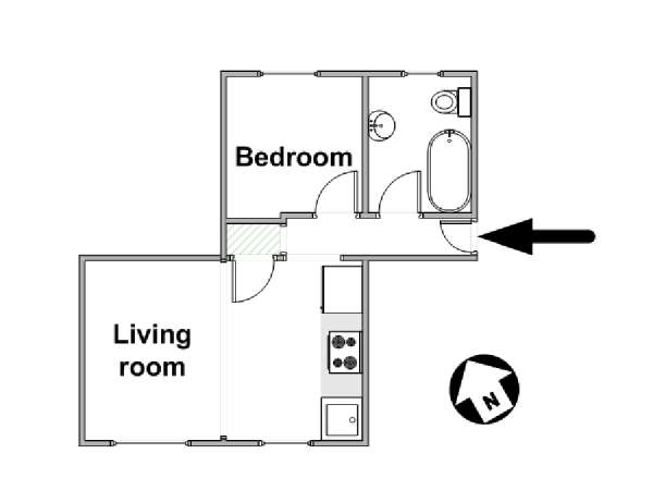 Parigi 1 Camera da letto appartamento - piantina approssimativa dell' appartamento  (PA-4480)