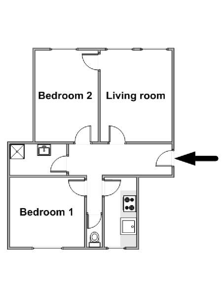 Paris 2 Bedroom apartment - apartment layout  (PA-4497)