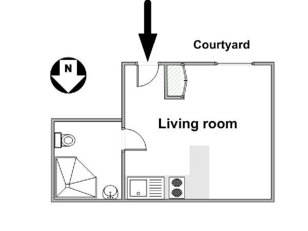 Parigi Monolocale appartamento - piantina approssimativa dell' appartamento  (PA-4503)