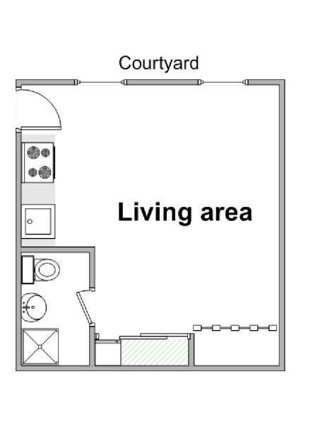 Parigi Monolocale appartamento - piantina approssimativa dell' appartamento  (PA-4509)