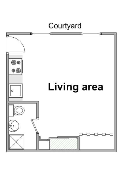 Paris Studio T1 logement location appartement - plan schématique  (PA-4509)