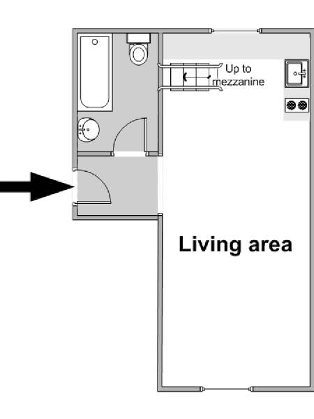 Paris Studio T1 logement location appartement - plan schématique  (PA-4524)