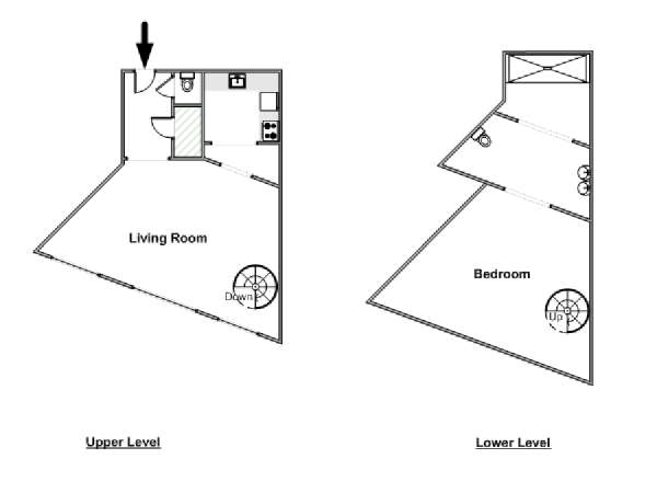 Paris 1 Bedroom - Duplex accommodation - apartment layout  (PA-4531)