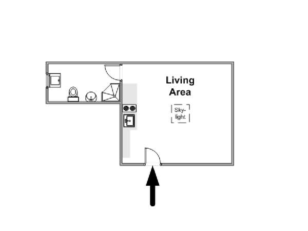 Parigi Monolocale appartamento - piantina approssimativa dell' appartamento  (PA-4542)