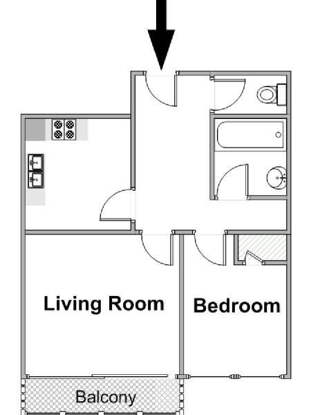 Paris 1 Bedroom apartment - apartment layout  (PA-4554)