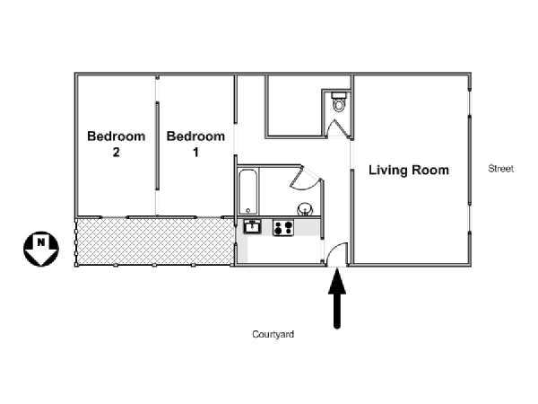 Paris 2 Bedroom apartment - apartment layout  (PA-4564)