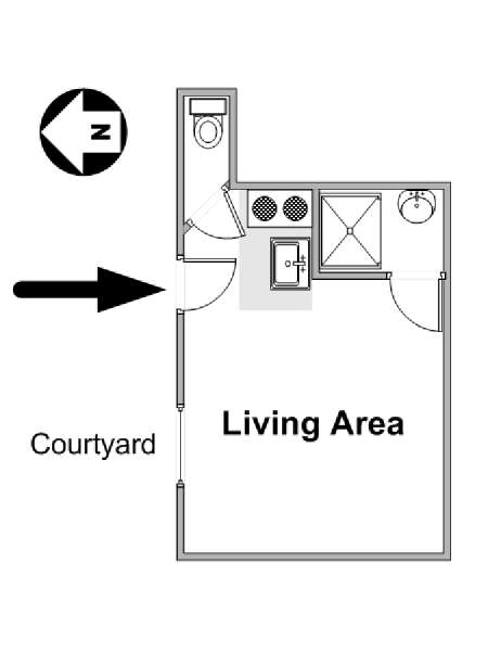 Parigi Monolocale appartamento - piantina approssimativa dell' appartamento  (PA-4571)