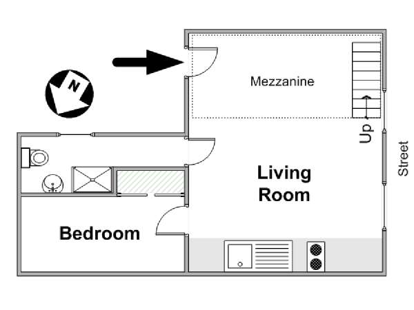 Parigi 1 Camera da letto appartamento - piantina approssimativa dell' appartamento  (PA-4580)
