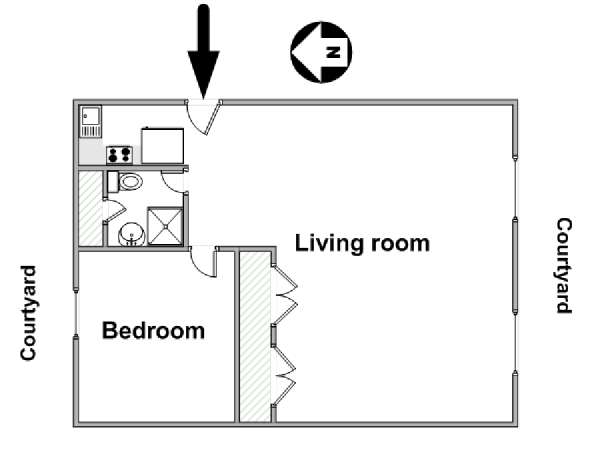Paris 1 Bedroom apartment - apartment layout  (PA-4584)
