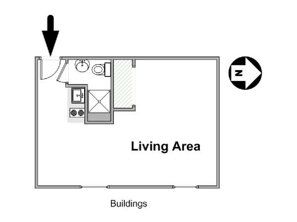Parigi Monolocale appartamento - piantina approssimativa dell' appartamento  (PA-4600)