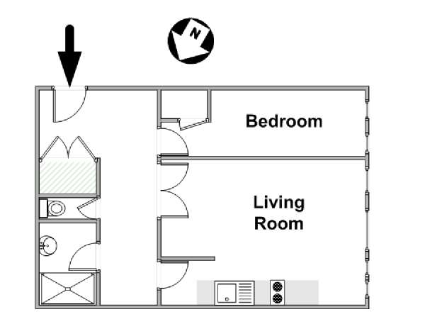 Parigi 1 Camera da letto appartamento - piantina approssimativa dell' appartamento  (PA-4601)