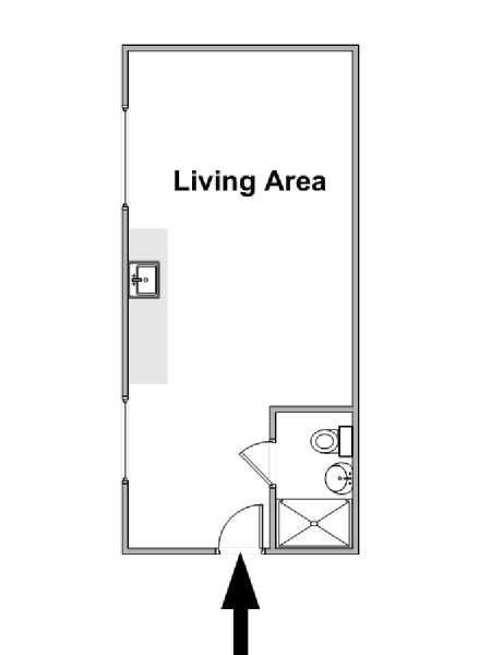 Paris Studio T1 logement location appartement - plan schématique  (PA-4603)