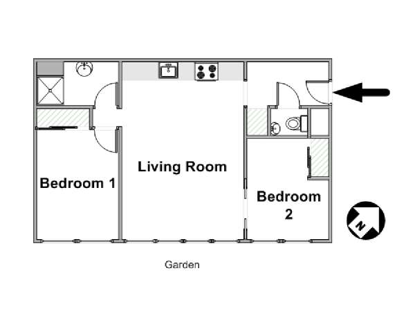 Parigi 2 Camere da letto appartamento - piantina approssimativa dell' appartamento  (PA-4606)