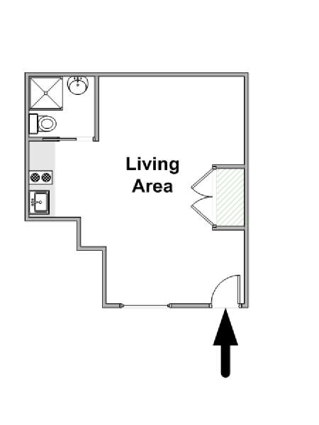 Parigi Monolocale appartamento - piantina approssimativa dell' appartamento  (PA-4609)