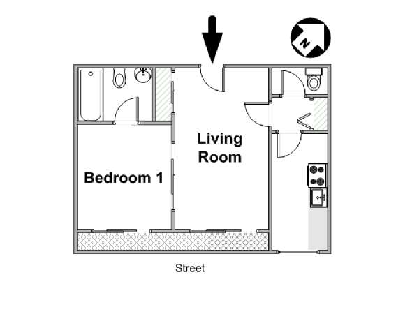 Paris 1 Bedroom apartment - apartment layout  (PA-4633)