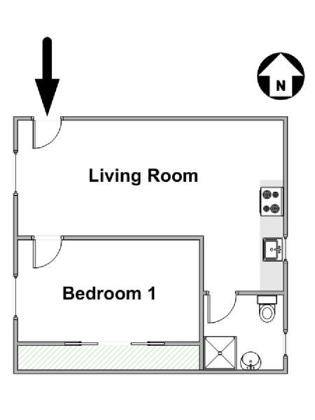 Paris 1 Bedroom accommodation - apartment layout  (PA-4638)