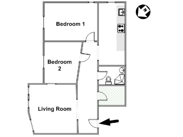 Parigi 2 Camere da letto appartamento - piantina approssimativa dell' appartamento  (PA-4642)