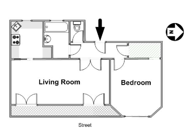 Paris 1 Bedroom accommodation - apartment layout  (PA-4645)