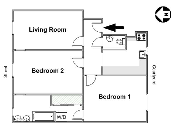 Parigi 2 Camere da letto appartamento - piantina approssimativa dell' appartamento  (PA-4647)