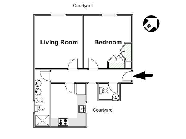 Paris 1 Bedroom apartment - apartment layout  (PA-4648)