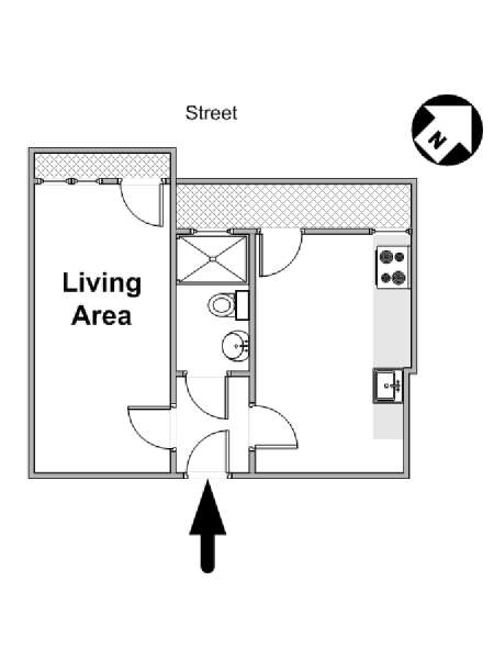 Paris Studio T1 logement location appartement - plan schématique  (PA-4652)