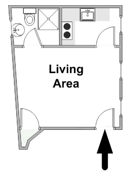 Parigi Monolocale appartamento - piantina approssimativa dell' appartamento 1 (PA-4654)