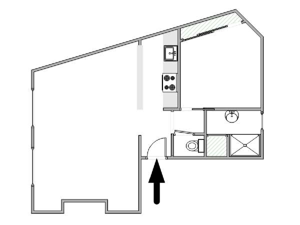 Paris 1 Bedroom apartment - apartment layout  (PA-4661)