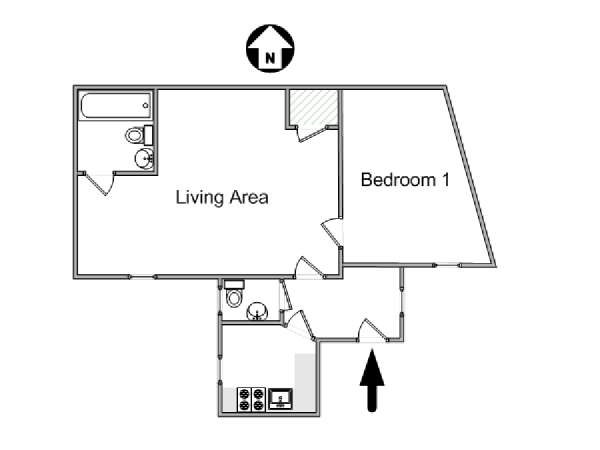 Parigi 1 Camera da letto appartamento - piantina approssimativa dell' appartamento  (PA-4663)
