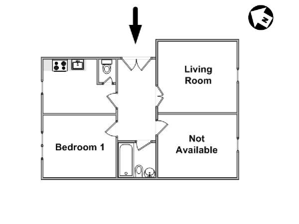 Parigi 2 Camere da letto appartamento - piantina approssimativa dell' appartamento  (PA-4664)