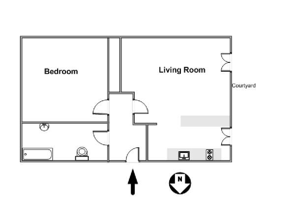 Parigi 1 Camera da letto appartamento - piantina approssimativa dell' appartamento  (PA-4668)