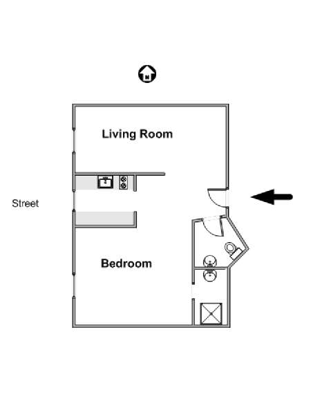 Parigi 1 Camera da letto appartamento - piantina approssimativa dell' appartamento  (PA-4670)