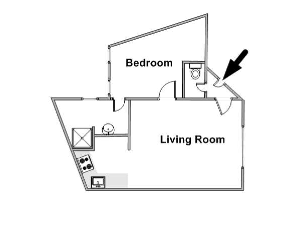 Paris 1 Bedroom apartment - apartment layout  (PA-4672)