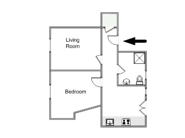 Parigi 1 Camera da letto appartamento - piantina approssimativa dell' appartamento  (PA-4675)