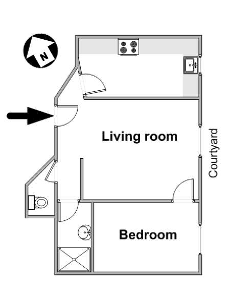 Paris 1 Bedroom apartment - apartment layout  (PA-4676)