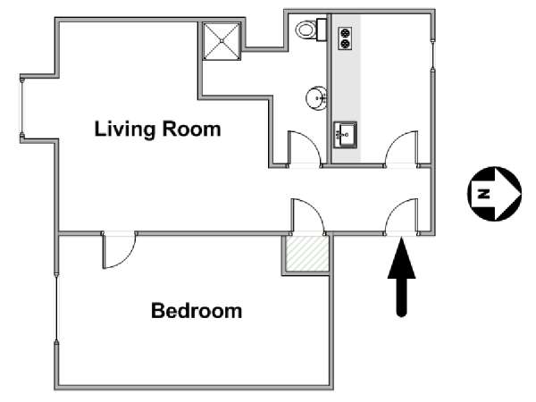 Paris 1 Bedroom apartment - apartment layout  (PA-4679)