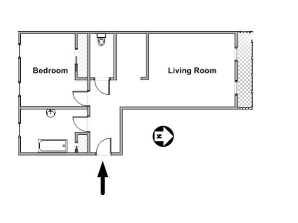 Paris 1 Bedroom accommodation - apartment layout  (PA-4697)
