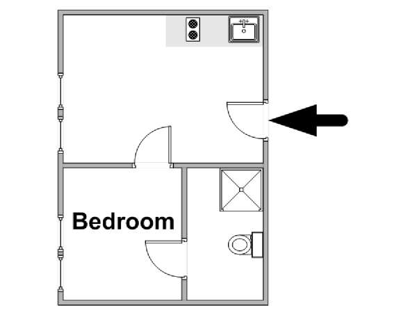 Parigi 1 Camera da letto appartamento - piantina approssimativa dell' appartamento  (PA-4703)