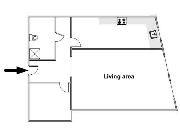 Paris Studio T1 logement location appartement - plan schématique  (PA-4707)