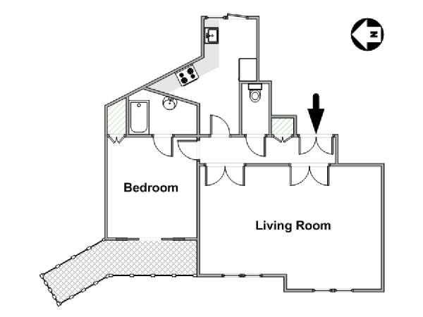 Parigi 1 Camera da letto appartamento - piantina approssimativa dell' appartamento  (PA-4710)