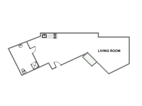 Paris Studio T1 logement location appartement - plan schématique  (PA-4762)