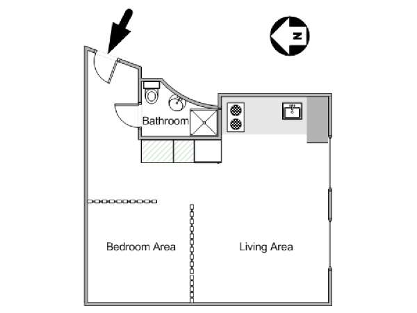 Paris Studio T1 logement location appartement - plan schématique  (PA-4776)