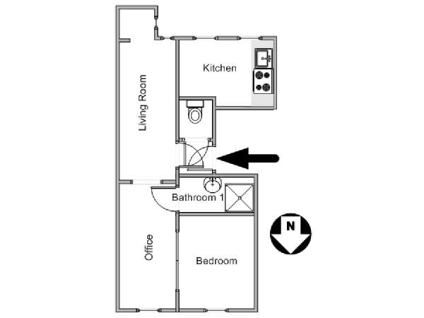 Paris 1 Bedroom apartment - apartment layout  (PA-4777)