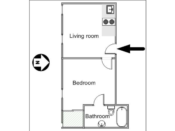 Parigi 1 Camera da letto appartamento - piantina approssimativa dell' appartamento  (PA-4778)