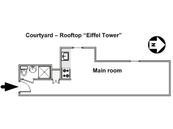 Paris Studio T1 logement location appartement - plan schématique  (PA-4782)