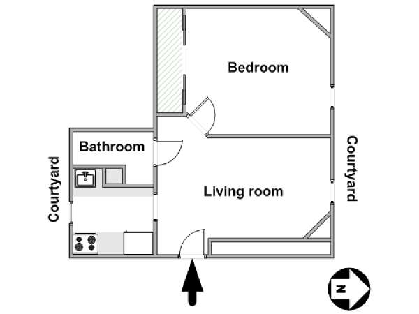 Parigi 1 Camera da letto appartamento - piantina approssimativa dell' appartamento  (PA-4783)