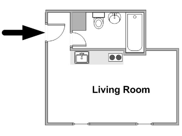 Paris Studio accommodation - apartment layout  (PA-4784)